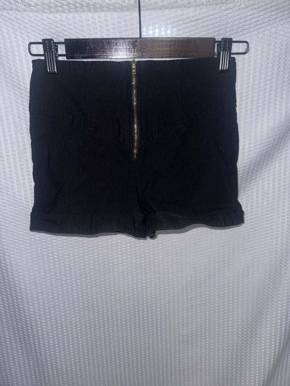 HAE Black High Waisted Front Zip Shorts Size S